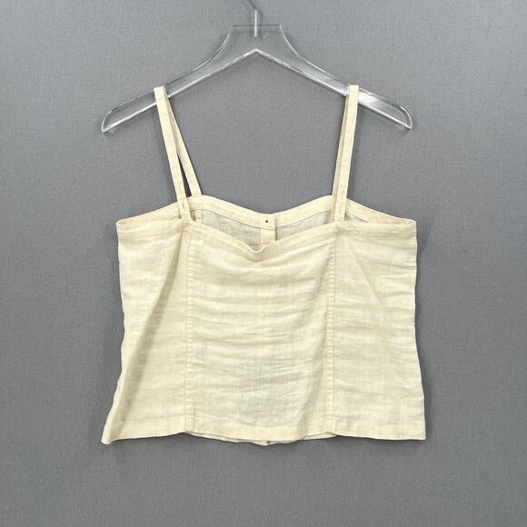 EVERLANE The Linen Picnic Top Womens 2 Cream Button Front Spaghetti Strap NEW - Picture 3 of 11